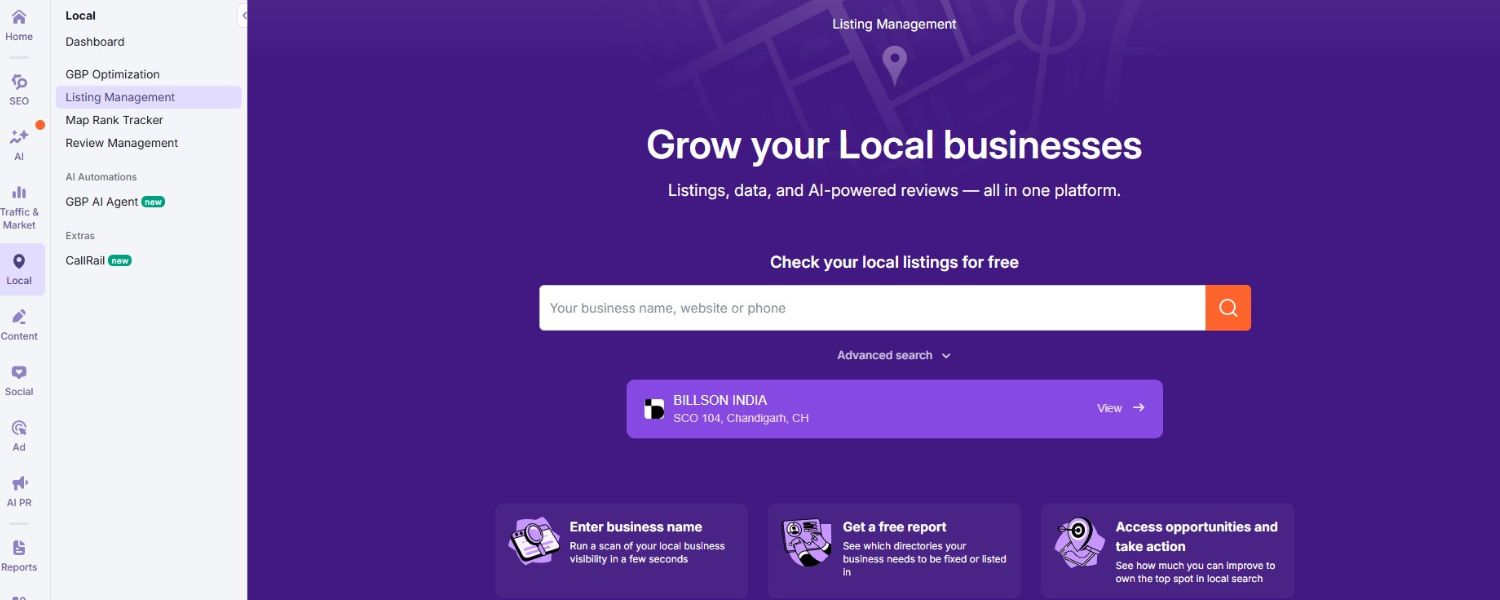 SEMrush Listing Management