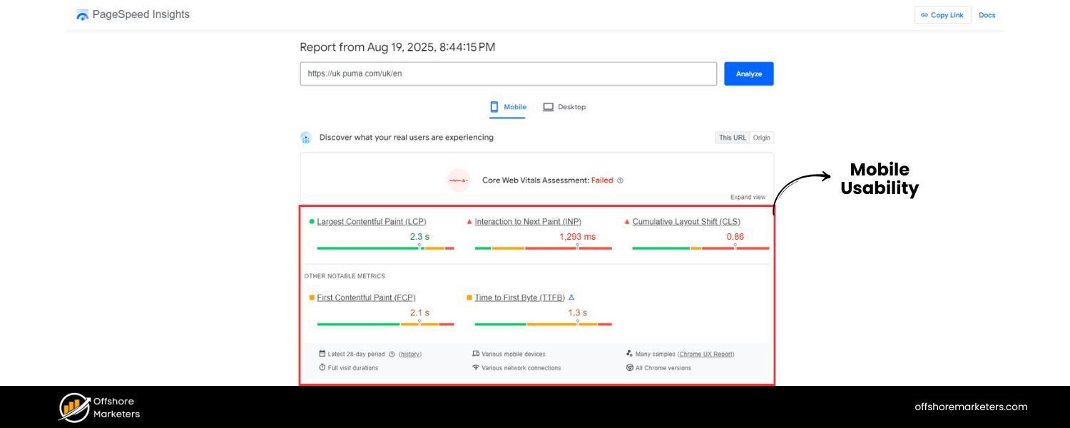 Core Web Vitals & Mobile Usability