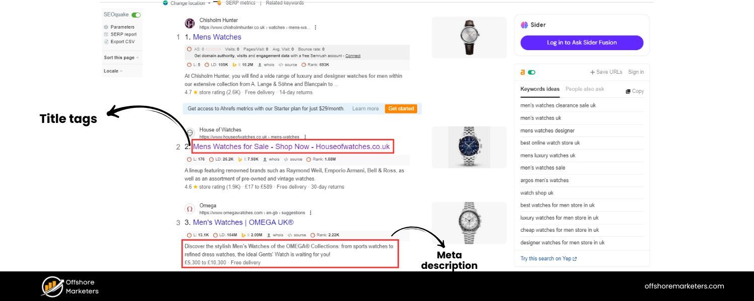 Title Tags and Meta Descriptions