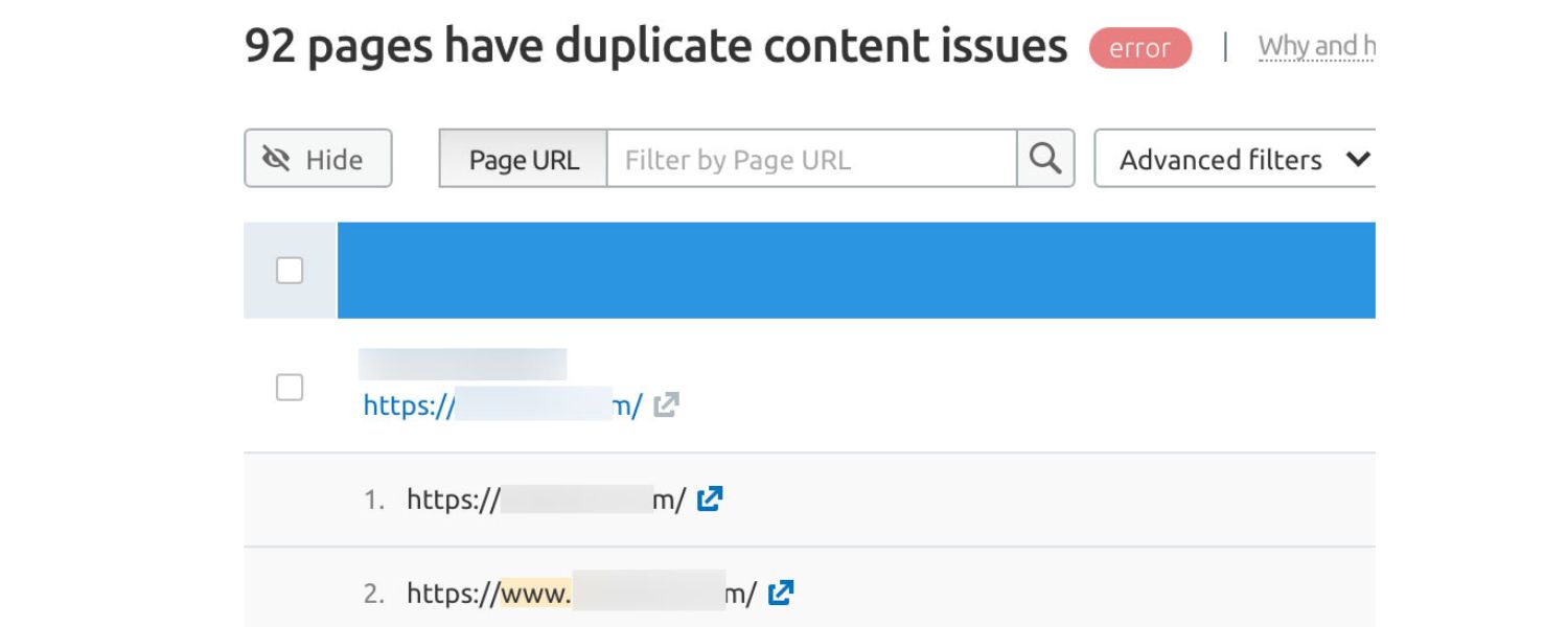 Avoid Including Error or Duplicate URLs