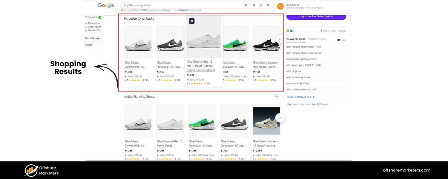 Shopping Results (Product Listings)