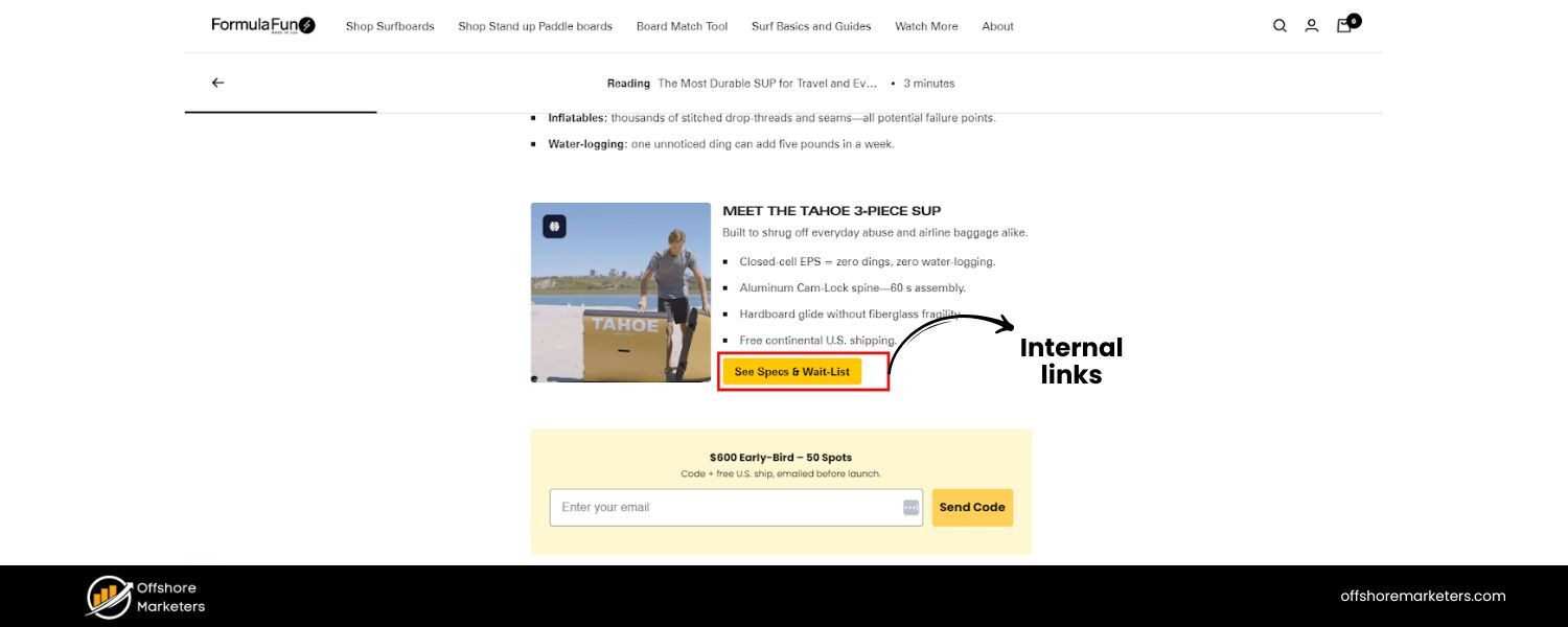 Include Internal Links to Product Pages