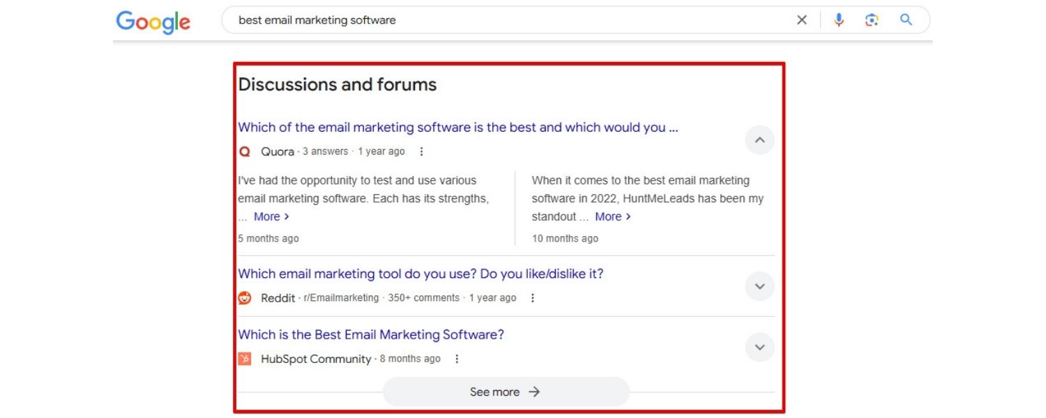 Discussions and Forums (User-Generated Content): The “What People Are Saying” Box