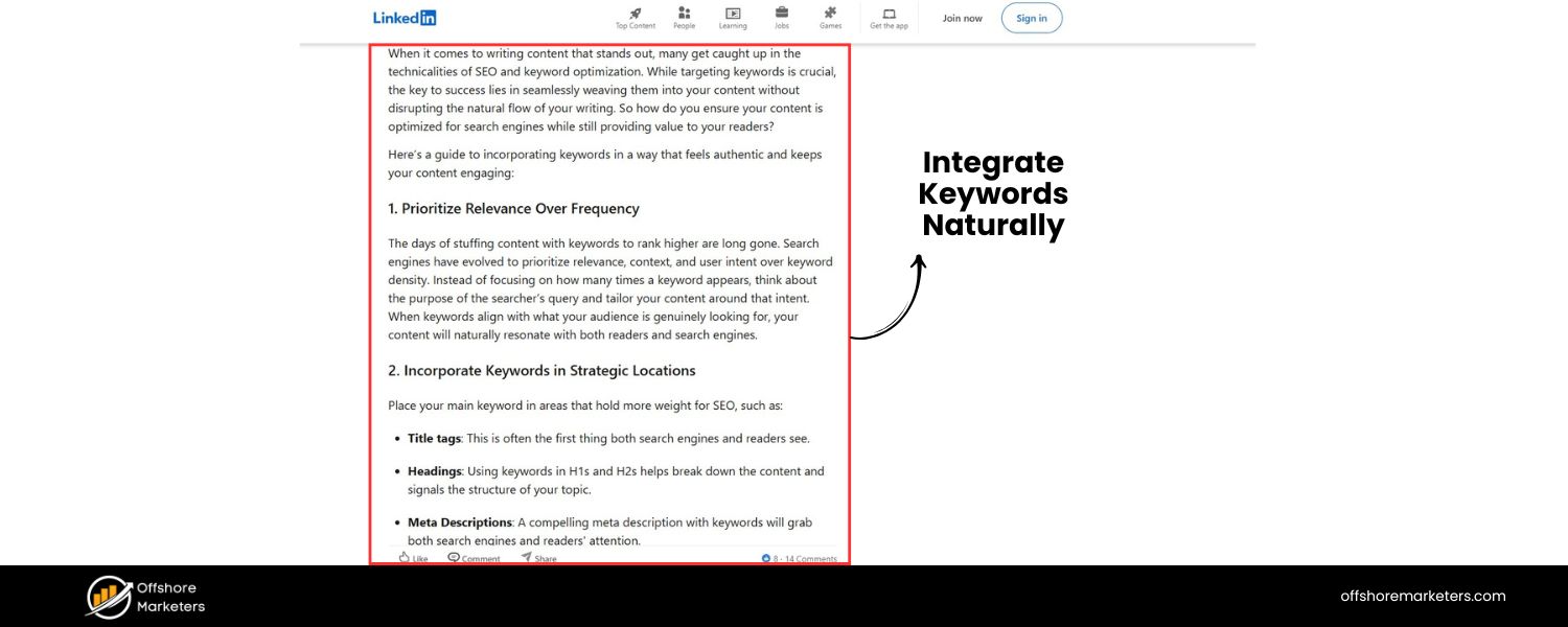 Integrate Keywords Naturally