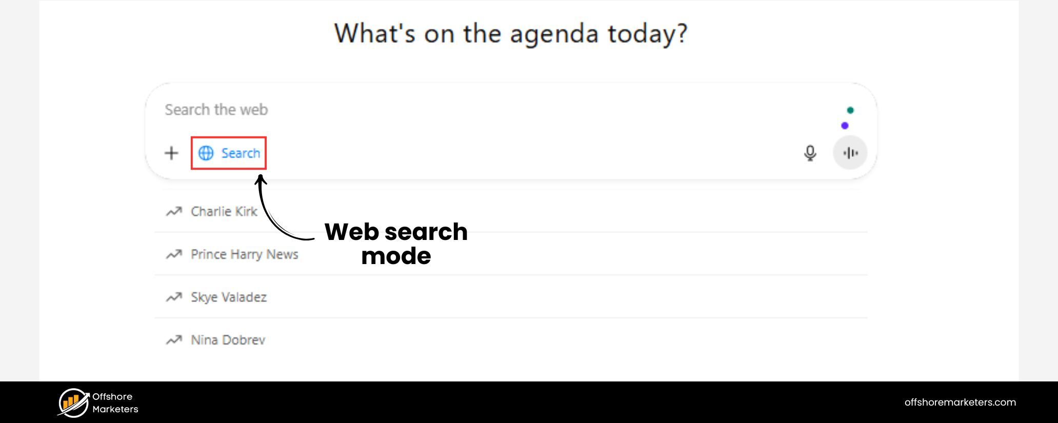 Enable the Web Search mode