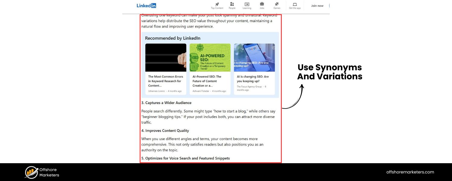 Use Synonyms and Variations