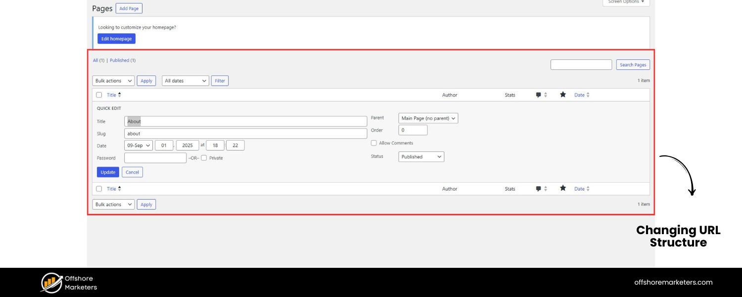 Changing URL Structure or Renaming Pages