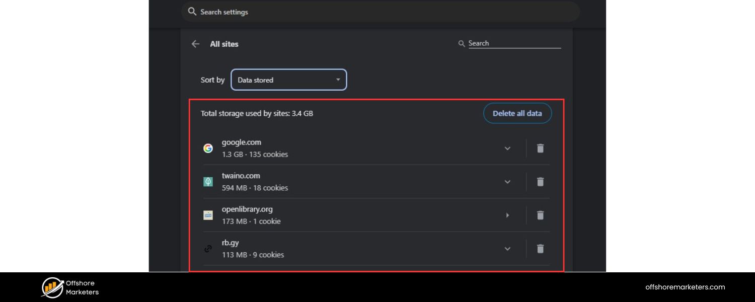 Delete Cookies for the Affected Site