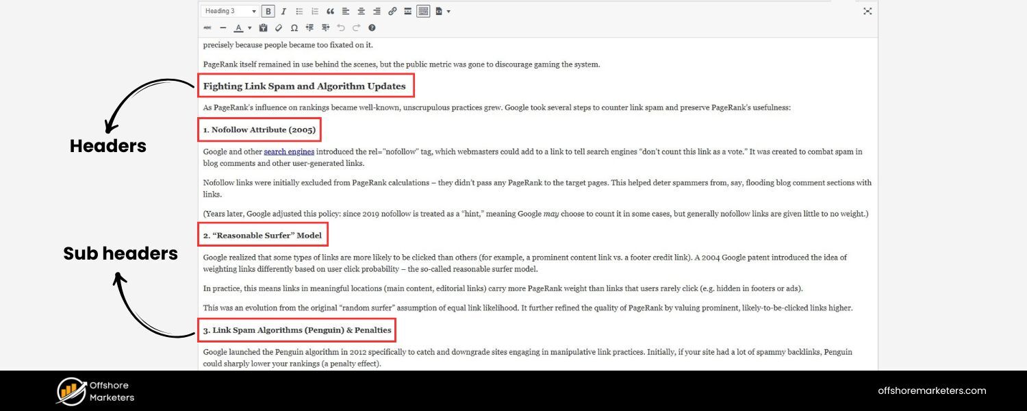 Headers and Subheaders