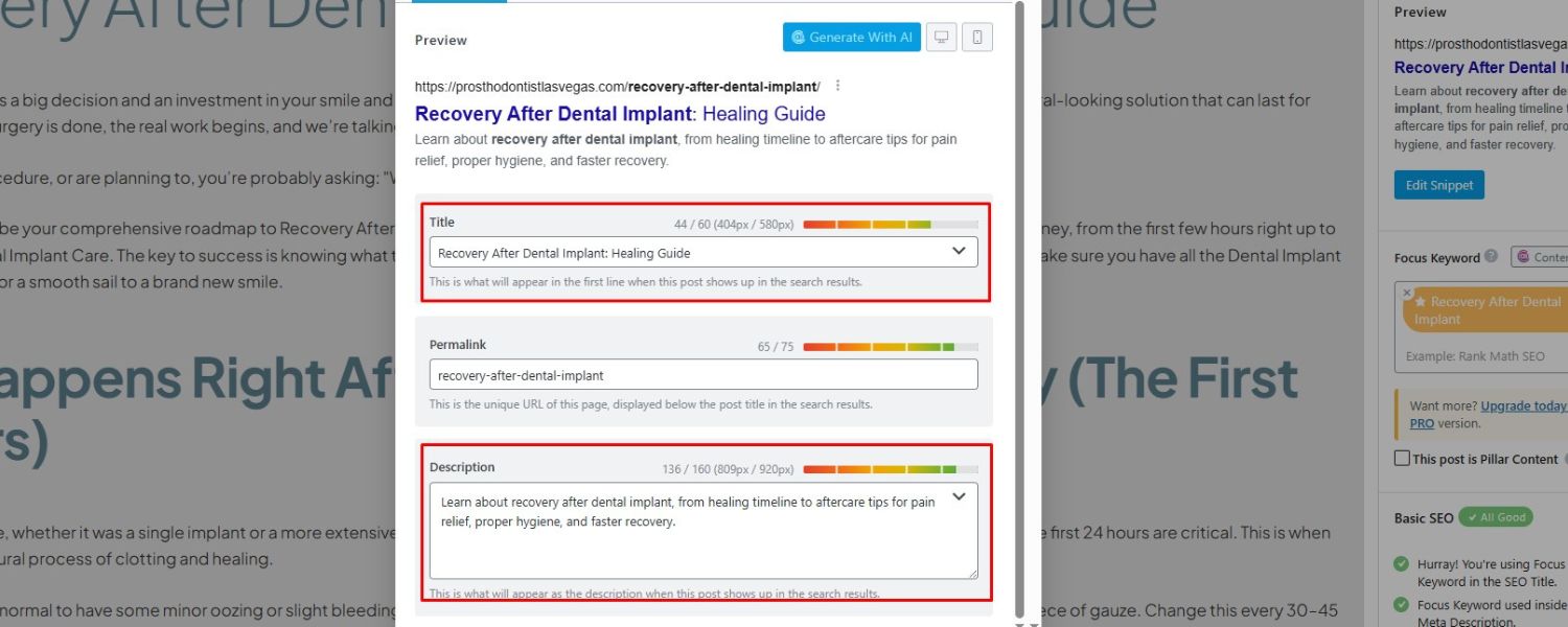 Include the keyword (and variants) in critical locations