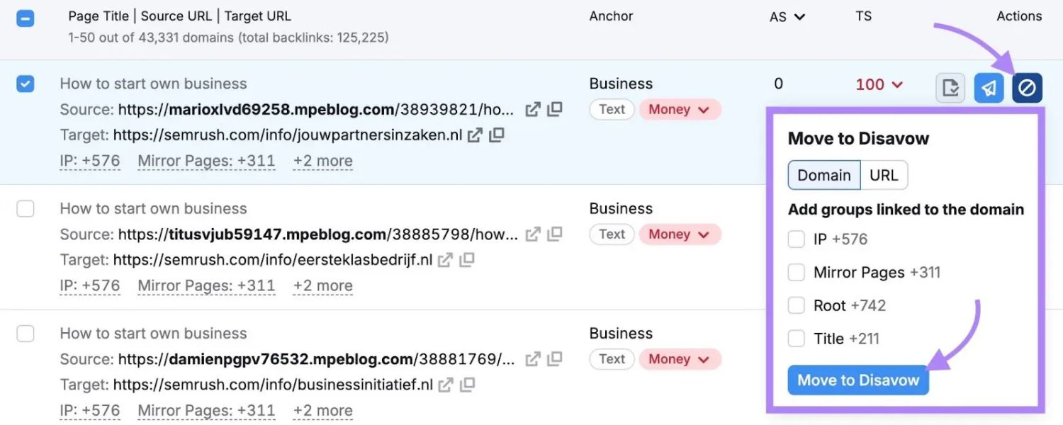 Create a Disavow File