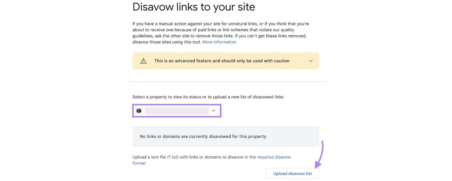 Submit the Disavow File in Google Search Console